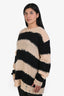 Acne Studios Black/Beige Mohair Blend Knit 'Kantonia' Striped Distressed Crewneck Sweater Size L