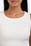 Christian Dior White Cotton Ribbed Knit Embroidered Tank Top Size 12 Kids