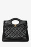 Pre-loved Chanel™ Black Shiny Crumpled Calfskin Quilted Leather Mini 31 Shopping Bag With Straps GHW