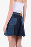 Alexander McQueen Blue Denim Pleated Panel Flared Mini Skirt Size 40