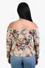 L'Agence Beige/Multi Floral 'Alice' Off Shoulder Blazer Size 8