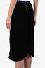 Isabel Marant Black Silk Blend Velvet Elastic Waistband Midi Skirt Size 34