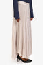 Dusen Champagne Pleated Satin Wide Leg Trousers Size S
