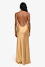Serenity Gold Silk Cowl Neck Backless Maxi Dress Size XS