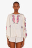 Isabel Marant Cream Floral Silk Embroidered Blouse Size 36