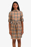 Burberry Beige Novacheck Giovanni Midi Shirt Dress Size 00