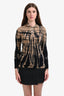 Gary Graham Brown Tie-Dye Printed Wool Long Sleeve Top Size 8