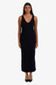 Maje Navy Ribbed Wool Maxi Dress Size 40