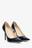 Jimmy Choo Navy Blue Patent Leather Pointed Toe Heels Size 37