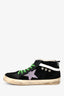 Golden Goose Black Suede 'Midstar' Sneakers With Green Laces Size 37