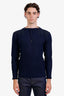 N.Peal Navy Ribbed Cashmere Sweater Size S Mens