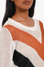 Sandro White/Orange Cotton Crochet Knit Long Sleeve Sweater Size 1