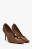 Saint Laurent Brown Leather Front Tie Heels Size 36.5