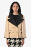 Gucci 2018 Cream/Black Wool Mohair Double Breasted Cropped Blazer Size 40