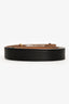 Fendi Black Leather Gold Buckle 'Monster Eyes' Thin Belt Size 90