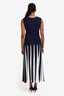 Carolina Herrera Navy/White Stripe Knit Sleeveless Dress Size S