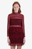 Self-Portrait Burgundy Lace Long Sleeve Mini Dress Size 6