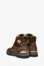 Golden Goose Leopard Print Ponyhair Distressed Combat Boots Size 40