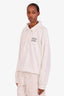 Miu Miu White Logo Crystal Embellished Oversize Polo Sweatshirt Estimated Size S