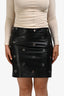 Sportmax Black Lambskin Grommet 'Flyth' Mini Skirt Size 10