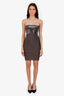 Herve Leger Grey Strapless Sequin Bandage Dress Size XS