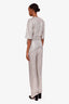 Galvan London Silver Metallic V-Neck Belted Jumpsuit Size US 6