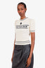 Off-White White Cashmere Wool Knit Short Sleeve Sweater Size 4