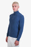 Brunello Cucinelli Blue Cashmere Cable Knit Quarter Zip Sweater Size 50 Mens