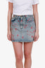 Miu Miu Blue Denim Cherry Print Mini Skirt Size 40