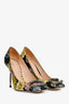 Gucci Black/Multi Floral Embroidered Dionysus Heels Size 37.5