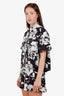 Maje Black/White Floral Cotton Printed Button Down Short Sleeve + Shorts Set Size 2 38