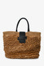 Tod's Brown/Black Logo Raffia Tote Bag