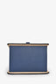 Moynat Blue Leather Madeleine Clutch PM Top Handle Bag