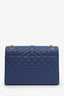 Saint Laurent Blue Grained Leather Small Envelope Bag