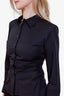 Louis Vuitton Black Cotton Cinched Button Up Blouse Size 36