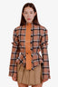 Loewe Brown/Black Wool Plaid Fringe Detailed Jacket Size 36