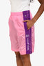 Louis Vuitton Pink/Purple Nylon Logo Shorts Size 38