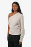 Isabel Marant Light Grey Wool Cashmere Rib Knit One Shoulder Sweater Size 38