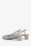 Pre-loved Chanel™ Taupe/Silver CC Cap Toe Slingback Pumps Size 37.5