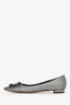 Manolo Blahnik Metallic Silver Hangisi Flats Size 37