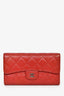 Pre-loved Chanel™ 2014 Red Quilted Caviar Leather Long Wallet