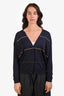 Brunello Cucinelli Navy Bead Embroidered Cardigan Size M