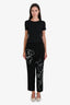 Moschino Black Wool Embroidered Tapered Pants Size 4