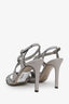 Valentino Blue Leather Crystal Embellished Open Toe Shoe Size 38.5