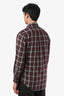 Burberry Burgundy Cotton 'Simpson' Checkered Long Sleeve Button-Up Size S Mens
