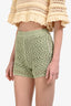 Brunello Cucinelli Sage Green Knit Cotton Crochet Shorts Size 12 Kids