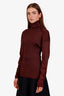 Bottega Veneta Burgundy Silk Turtleneck Sweater Size 40