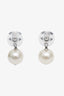 Pre-loved Chanel™ Silver Tone Crystal Pearl CC Drop Earrings