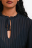 Frame Navy Pleated Long Sleeve Top Size XS