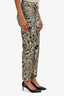 Max Mara Blue/Green Cotton Snake Print Slim Fit Trousers Size 8